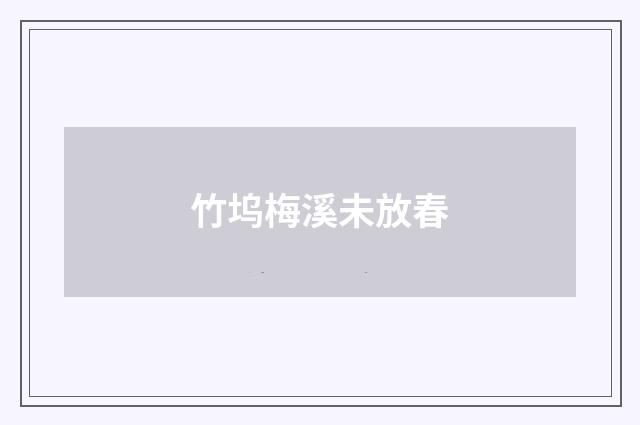 竹坞梅溪未放春