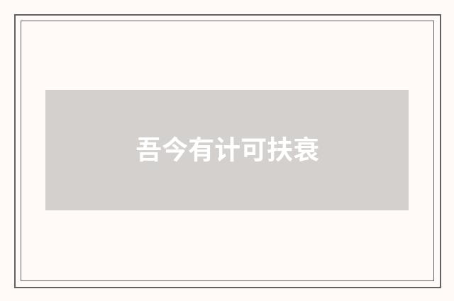 吾今有计可扶衰