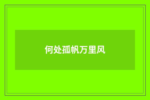 何处孤帆万里风