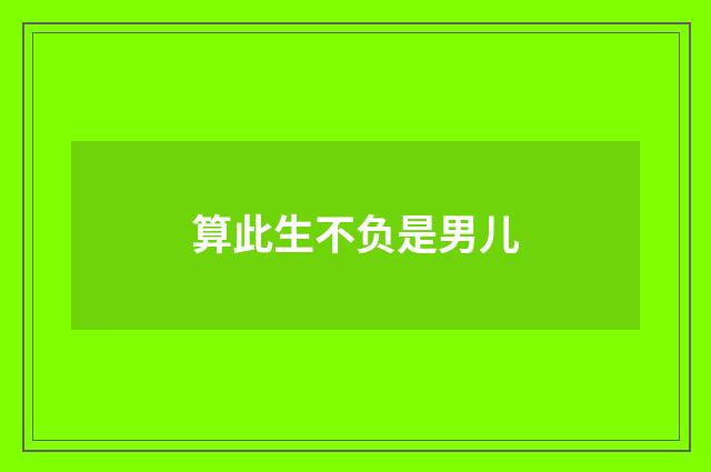 算此生不负是男儿