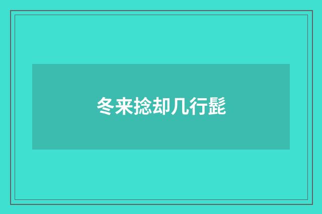 冬来捻却几行髭