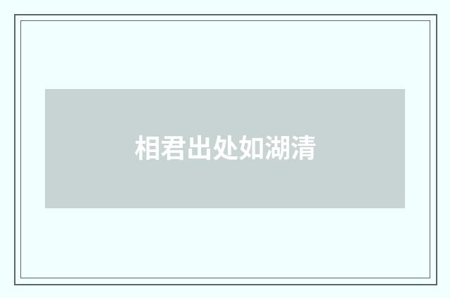 相君出处如湖清
