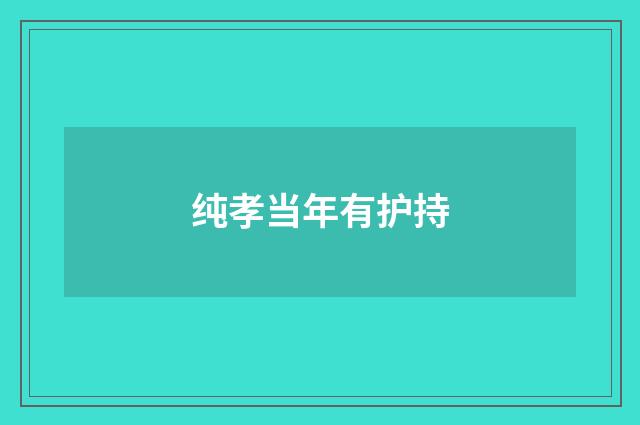 纯孝当年有护持