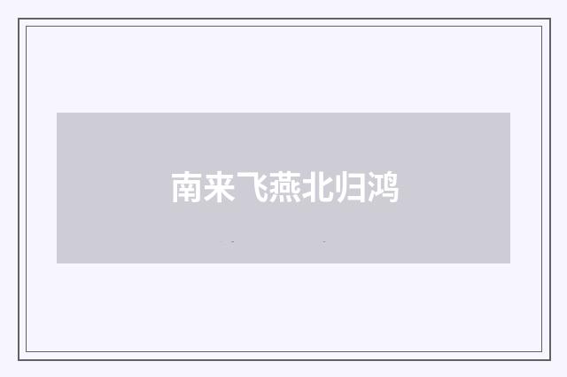 南来飞燕北归鸿