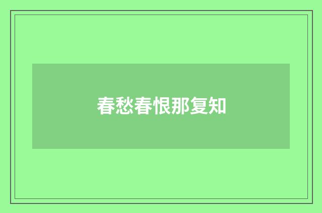 春愁春恨那复知
