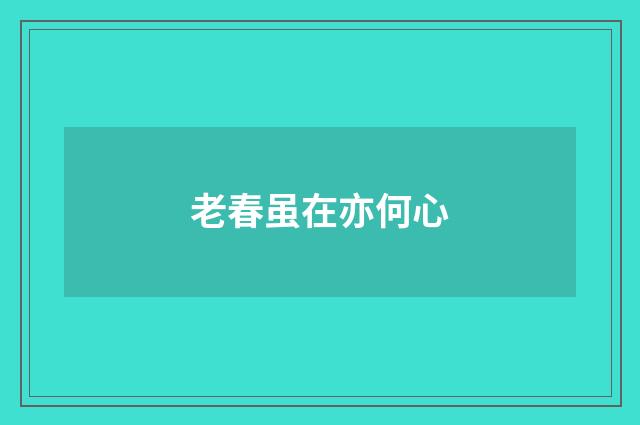 老春虽在亦何心