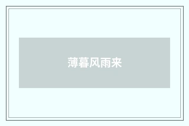 薄暮风雨来