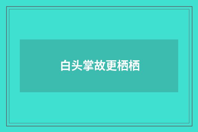 白头掌故更栖栖