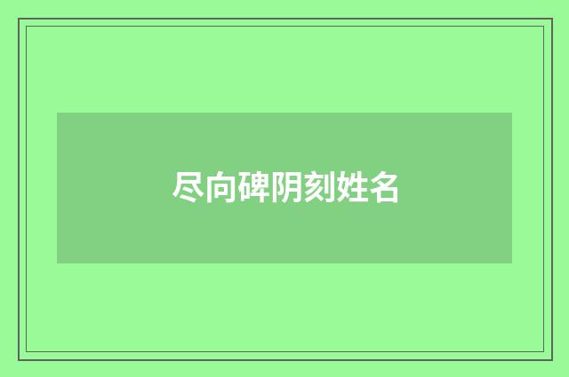 尽向碑阴刻姓名