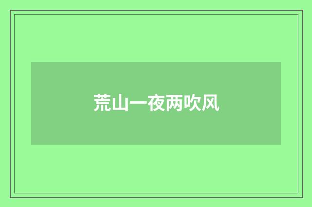 荒山一夜两吹风