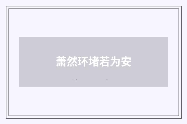 萧然环堵若为安