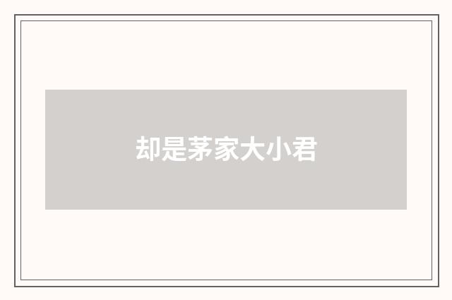 却是茅家大小君