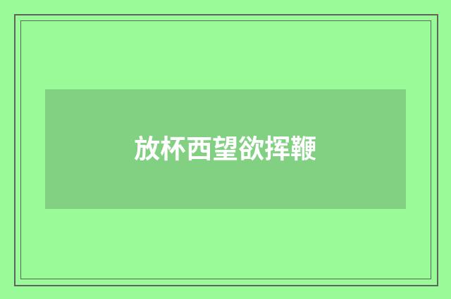 放杯西望欲挥鞭