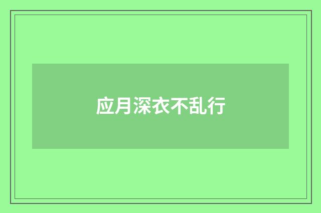 应月深衣不乱行