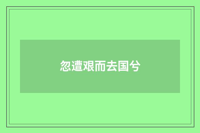 忽遭艰而去国兮