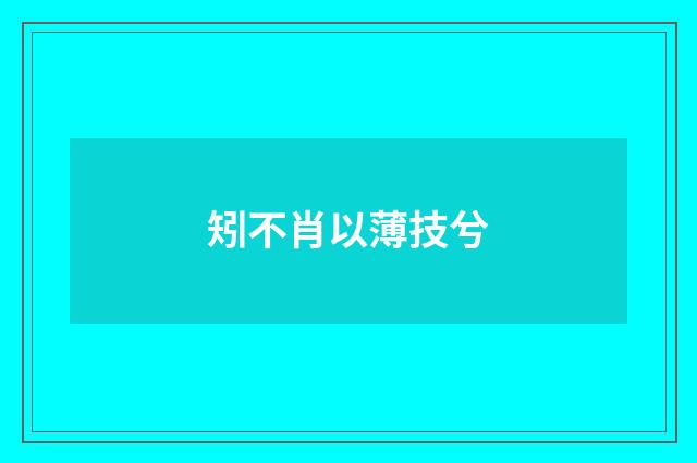 矧不肖以薄技兮