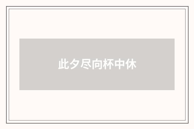 此夕尽向杯中休