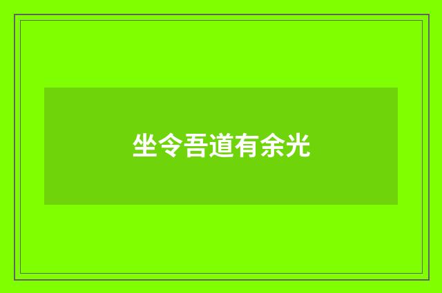坐令吾道有余光