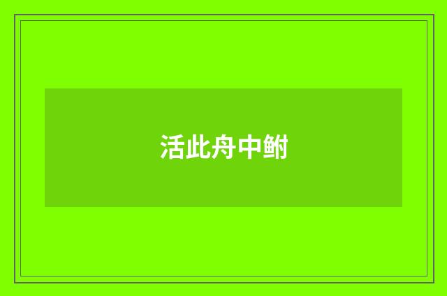 活此舟中鲋