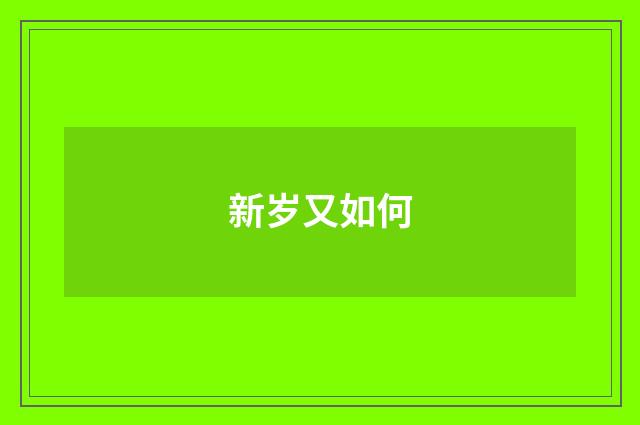 新岁又如何