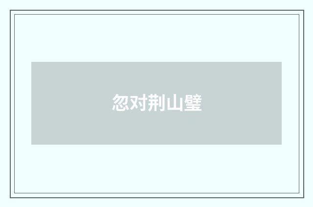 忽对荆山璧