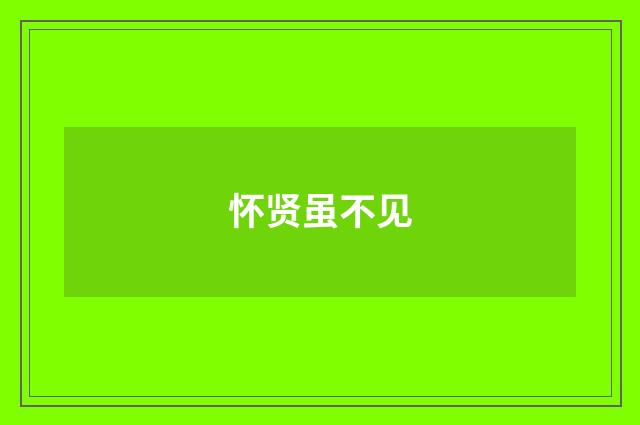怀贤虽不见