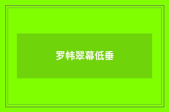 罗帏翠幕低垂