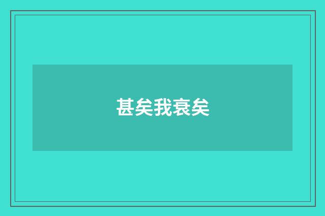 甚矣我衰矣