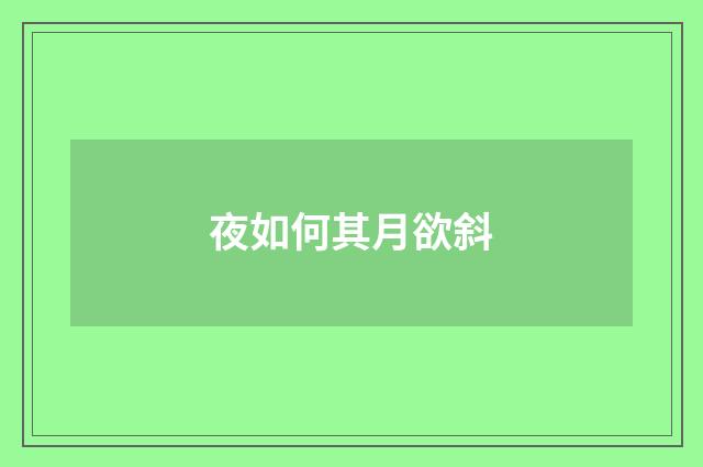 夜如何其月欲斜