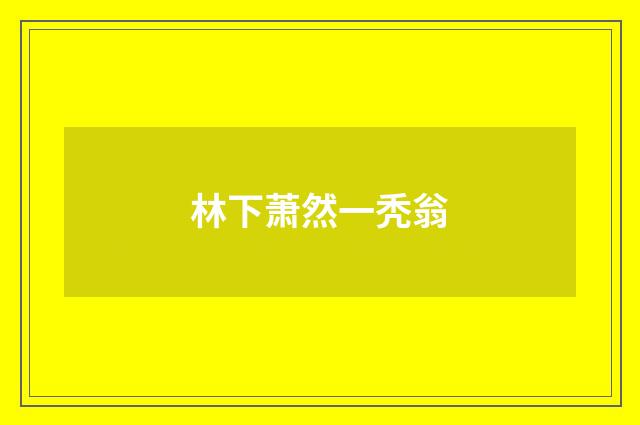 林下萧然一秃翁
