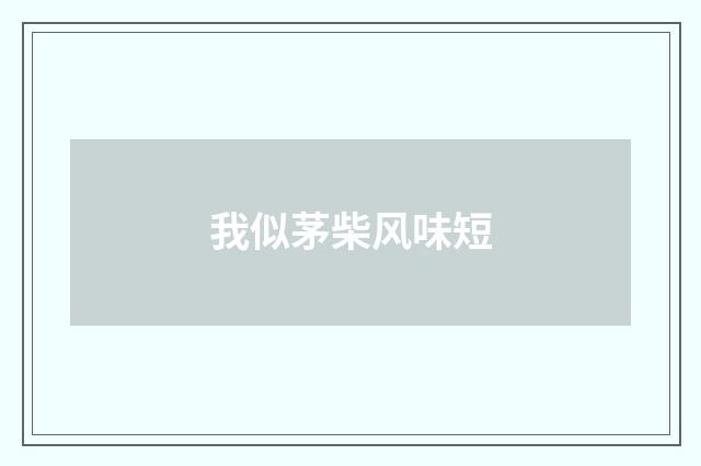 我似茅柴风味短