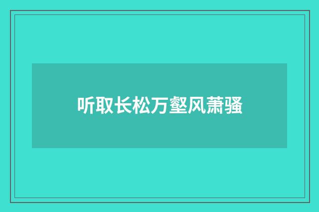 听取长松万壑风萧骚