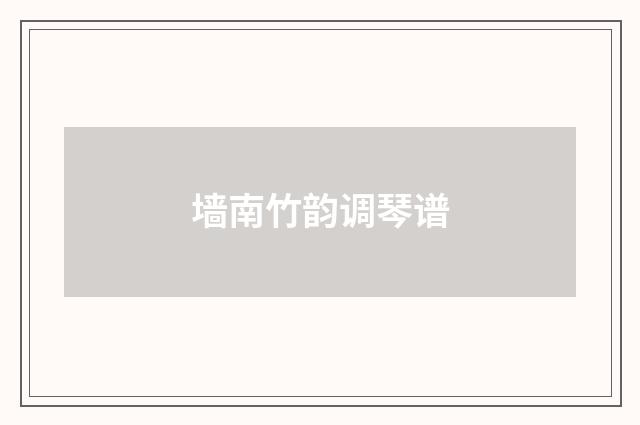 墙南竹韵调琴谱
