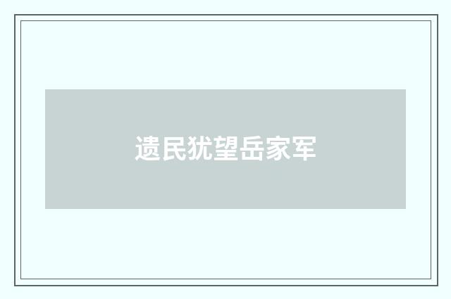 遗民犹望岳家军