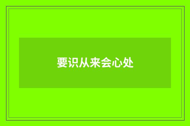 要识从来会心处