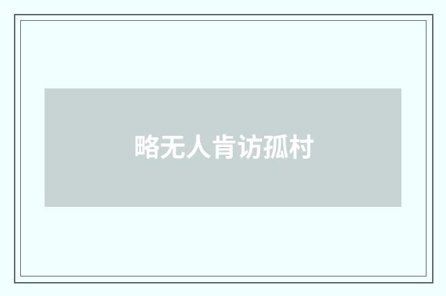 略无人肯访孤村