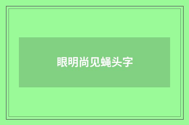 眼明尚见蝇头字