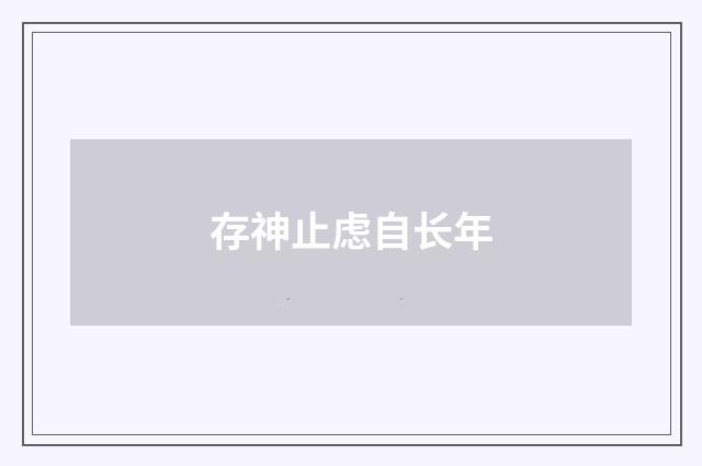 存神止虑自长年
