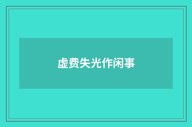 虚费失光作闲事