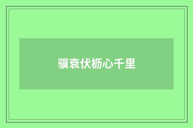 骥衰伏枥心千里