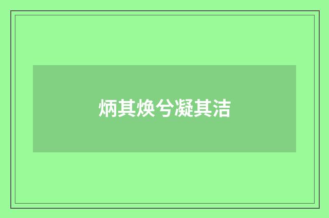 炳其焕兮凝其洁