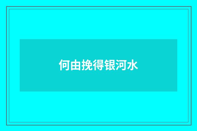 何由挽得银河水