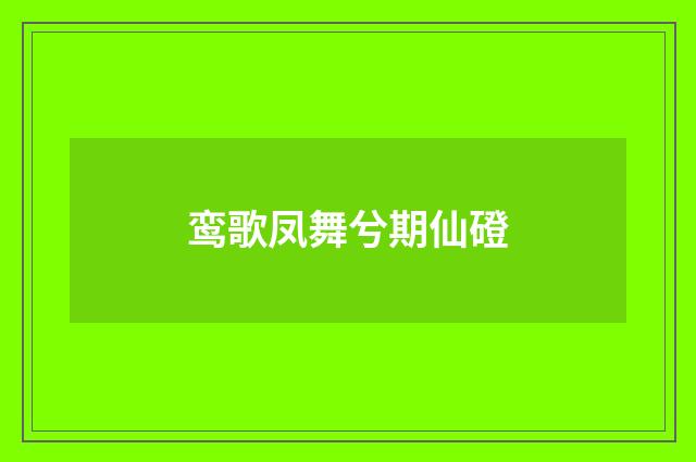 鸾歌凤舞兮期仙磴