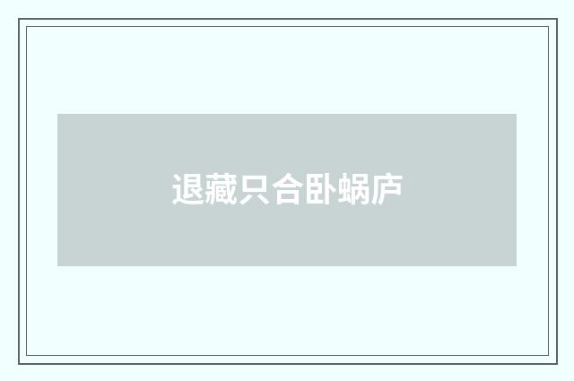 退藏只合卧蜗庐