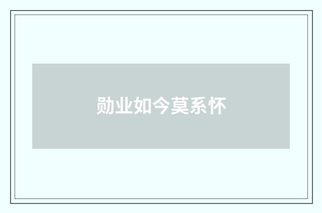 勋业如今莫系怀