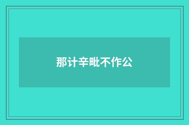 那计辛毗不作公
