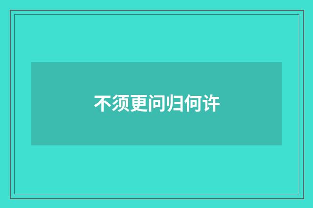 不须更问归何许