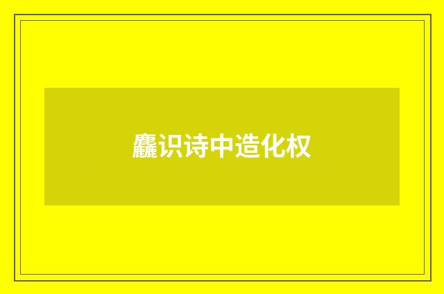 麤识诗中造化权