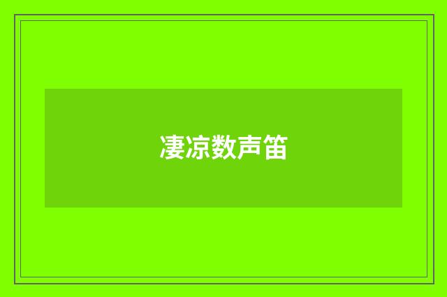 凄凉数声笛