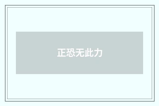 正恐无此力